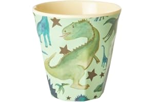 RICE Klein Melamin Kinderbecher - Grün - Dinosaurs Print