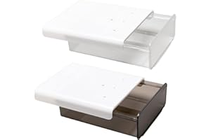 Keboyoe 2 PCS Boîte de Rangement Sous La Table Autocollante Tiroir Caché Sous Le Bureau Organisateur de Tiroir Sous Bureau Coulissant à Coller pour Bureau, École, Maison 20 * 17 * 6.7cm/2.3L