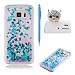 Produktbild für Samsung Galaxy S7 Hülle,SKYXD Glitzer Flüssig Wasser Kreativ Design Weiche Silikon Gel Gummi [Nicht Hard Case] Brillianter Leichtes Glatt Schutzhülle mit [Handyanhänger + Eingabestifte] Handy Tasche Hülle Etui für Samsung Galaxy S7 Soft Shine Bling Glitter Liquid Water Folie Case Back Cover With Touch Pen Dust Plug - Pink Treibsand Blau Herz Sparkle