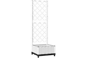 vidaXL Jardinera con enrejado PP blanco 40x40x121,5 cm
