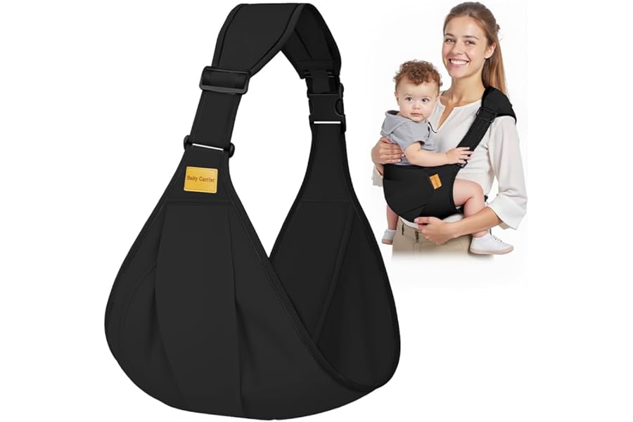 AOOWU Baby Carrier, Toddler Carrier Side, Baby Sling Carrier, Baby Wrap Carrier with Adjustable Shoulder Straps, Child Sling Baby Side with Shoulder Strap, Baby Sling for Newborns to Toddlers