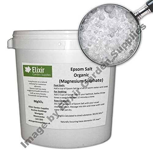 Epsom Salts Organic BP FCC Food Grade Magnesium Sulphate, Supplied in a Re-Sealable Tub (25kg)