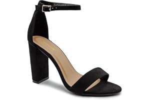 Fashion Thirsty Womens Block High Heels Ankle Strap Sexy Open Toe Shoes Ladies Comfort Heeled Party Occasion Strappy Slip On Heel Dress Sandals