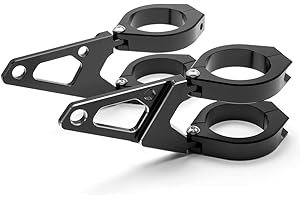 Alchemy Parts Premium CNC Motorcycle Headlight Brackets for Cafe Racer & Street Motorbikes | Short Arm with Indicator Holes | T6061 Aluminium | Adjustable | 2-Piece Fork Clamps (50-51mm)