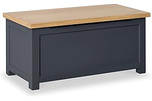 RoselandFurniture Farrow Charcoal Wooden Blanket Box Ottoman Storage Box | Fully Assembled Large Contemporary Painted Trunk, Shoe Storage Bench or Toy Chest for Bedroom, Hallway or Kids Room