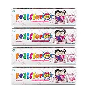 PediflorKidz Bubble Gum Toothpaste with Xylitol - Protects Enamel, Prevents Cavities (Pack of 4 - Bubble Gum)