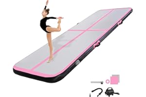 KIKILIVE Tapis de Tumbling, 10/20 CM d'épaisseur Tapis d'entrainement, 2/3/4/5/6M Tapis de Gymnastique,Tapis d'exercice avec Pompe à air, Piste de Gym Gonflable, Matelas d'Air