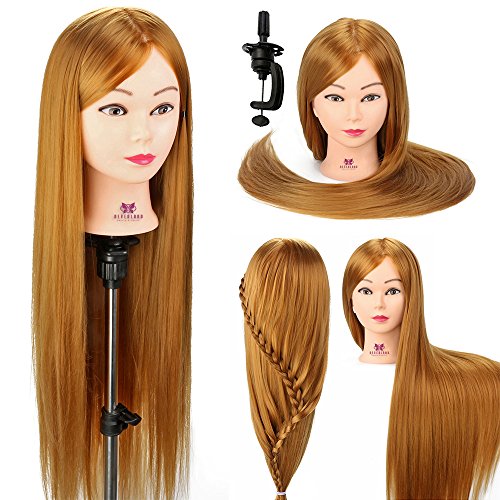 Neverland Beauty 76cm 100% Synthetic Cabeza de Entrenamiento de Peluquería de Cabello Cabezal de Práctica Modelo Maniquíes de aprendizaje con soporte #27