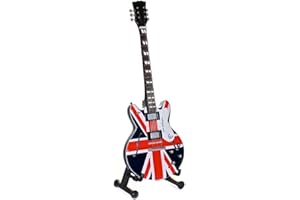 RENI GIFTS Oasis Miniature Guitar - Noel Gallagher - Epiphone Supernova Union Jack Flag - Wood Replica 25 cms