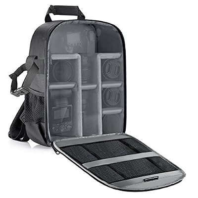 Neewer® Caméra Sac à Dos Rembourré avec Partition Flexible Antichoc Protection Insert pour Caméra SLR DSLR Mirrorless et Objectif, Flash, Déclencheur Infrarouge, et d'Autres Accessoires (Gris Intérieur)