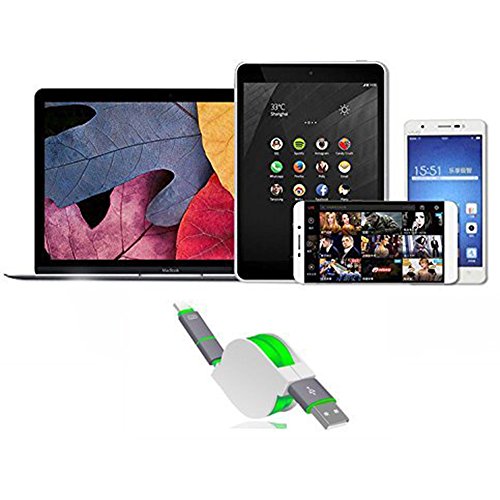Skitic 2 in 1 Ausziehbares Roll-up Micro USB Typ C Metall Ladekabel Datenkabel Schnellladekabel für Huawei P9/ P9 Lite/ P8/ P8 Lite, Samsung Galaxy S7/ S7 Edge/ S6 / S6 Edge / S5 / S4, Galaxy Note 5/ 4/ 3/ 2, HTC, Sony, Oneplus, Xiaomi, LG, Motorola, Alle Handys und Tablette mit Android System (Grün) - 3