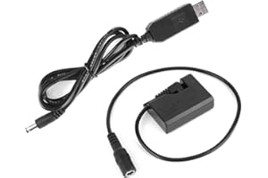 BINDPO Atrapa baterii aparatu, zasilacz USB-to-ACK-E10 do w pełni dekodowanego złącza DC do Rebel T3 T5 T6 T7 T100 1100D 1200D 1300D 2000D 4000D KissX50 KissX70