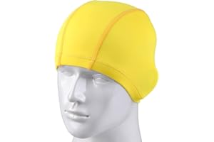 HUGESTORE Women Ladies Lycra Cloth Fabric Swimming Hat Swim Hat Cap Bathing Cap Yellow