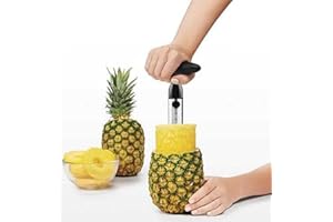 T&B ENTERPRISE Pineapple Corer and Slicer Kitchen Tool - Stainless Steel Pineapple Cutter for Easy Core Removal & Slicing - Super Fast Pineapple Slicer and Corer Tool Saves You Time (Black)