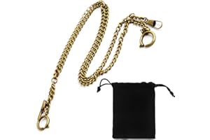LSUWDE Pocket Watch Chain, Double Albert Chain Pocket, T-bar Chain, T Shaped Hanging Watch Chain, Curb Link Chain 2 Hook T Bar for Men