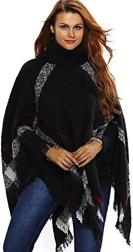 women sweater shawl casual knit high collar tassel coats sportswear sweatshirts tops elasticity retro loose pullovers . black . f