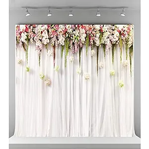 balaji textile 3D White Flower Digital Printed Polyester Fabric Curtains for Bed Room, Living Room Kids Room Window/Door/Long Door Pack of -2 (4 x 7 Feet (Size : 48 x 84 Inch) Door)