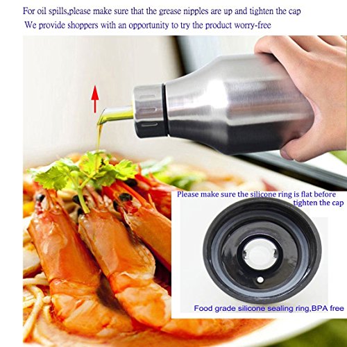 Trenta Küche Edelstahl Öl Essig Kännchen/Liquid Zutatenspender, edelstahl, silber, 500 ml - 2