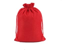 RAPECOTT 20 bolsas de yute para regalo de joyas, bolsa de regalo de tela de saco para bodas, reuniones, manualidades, bodas, comuniones, saco de Navidad, 9 x 12 cm,rojo