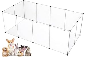 SPUSEN Puppy Playpen Rabbit Run Pet Playpen,Transparent Small Animals Playpen, DIY Pet Pen Yard Fence for Puppy,Rabbit,Guinea Pigs,Ferrets,Mice,Hamsters,Hedgehogs,Turtles,12 Panel