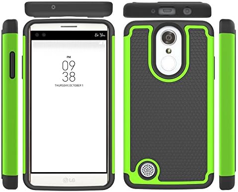 Dooki, LG K10 2017 Case, [High Impact] [Heavy Duty] [Shockproof] [Hybrid 2 In 1] PC+TPU Hard Silicone Rubber Dual Layer Protective Phone Cover Case for LG K10 2017 (Green)