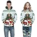 Produktbild Hmeng Weihnachten Männer Frauen 3D Gedruckt Plus Samt Mit Kapuze Sweatshirt Lässige Pullover Hoodie Große Taschen (Grün, L/XL)