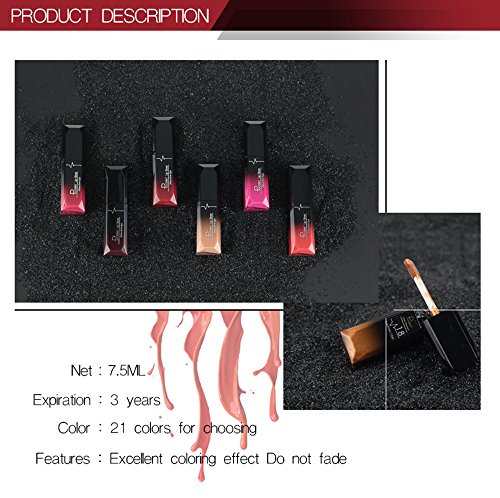 Yitla Matt Liquid Lip Gloss Lippenstift Wasserdicht Langlebig,21 Farben (1) - 6