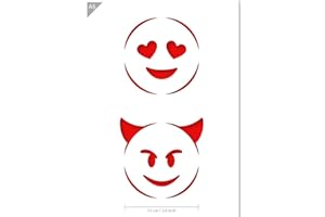 QBIX Stencil Emoji - Love Emoji - Devil Emoji - Stencil per emoticon - Formato A5 - Stencil riutilizzabile per bambini fai-da-te per pittura, cottura, artigianato, parete, mobili
