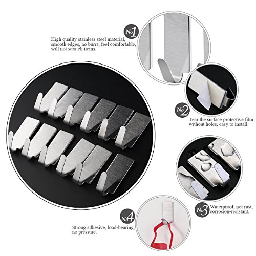 16st Selbstklebend Edelstahl HandtuchHaken Handtuch Racks Wandhaken für Küche Bad - 3