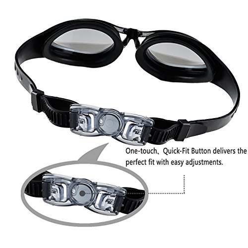 EveShine Schwimmbrille verspiegelte Taucherbrille mit kristallklarem Anti-Nebelglas, Taucherbrille mit wasserdichter bequemer Passform für Erwachsene, Kinder, Männer und Frauen – Schwarz - 3