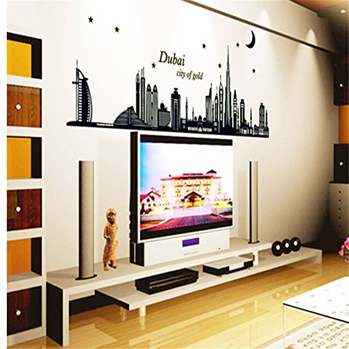 Fluorescent Wall Sticker Wallpapers für Schlafzimmer Wohnzimmer Abnehmbare Home Decal Vinyl Art Decor DIY Dekoration (Dubai City) - 5