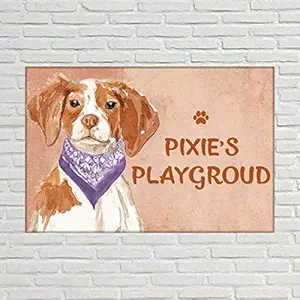 Nutcase - Personalized Beware of Dog Sign Board - Customized Name Plate - Purple Scarf Dog