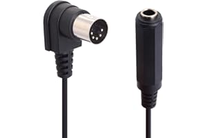 HTGuoji DIN 5-polig auf 6,35 mm Kabel, 90 Grad rechtwinklig MIDI-Stecker auf 6,35 mm (1/4") Buchse TRS Stereo-Audio-Adapterkabel für Lautsprecher, Verstärker, Musikmischer, MIDI-Keyboard (30 cm)