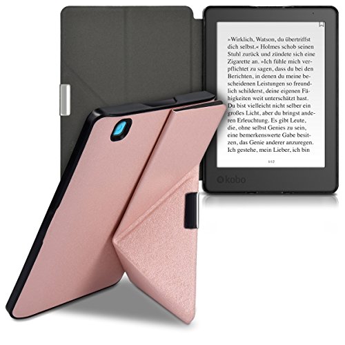 kwmobile Funda para Kobo Aura Edition 2 - Carcasa para e-Reader Estilo  Origami  - Case de e-Book en  Oro Rosa 