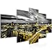 Produktbild Bilder Stadt Berlin Wandbild 200 x 100 cm Vlies - Leinwand Bild XXL Format Wandbilder Wohnzimmer Wohnung Deko Kunstdrucke Gelb Schwarz 5 Teilig - MADE IN GERMANY - Fertig zum Aufhängen 004351a