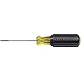 Klein Tools 612-4 Screwdriver, Flat Head Terminal Block Screwdriver, 1/8-Inch Cabinet Tip, 4-Inch Round Shank