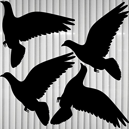 4 Stück 10cm schwarz Taube Vogel Fenster Schutz Warnvogel Warnvögel Aufkleber Tattoo die cut Deko Folie - 3