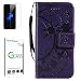 Produktbild Penlicraft Nokia 7 Plus Hülle [mit Panzerglas],Nokia 7 Plus Handyhülle, Flip Cover PU Leder Schneeflocke unter der Sonne Handyhülle Handyhüllen [Magnetverschluss] Etui Case für Nokia 7 Plus(lila)