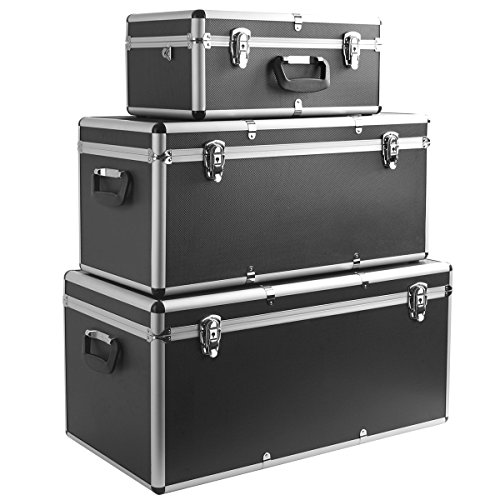 Torrex 3er Set Alu-Boxen 26 / 67 / 100 Liter abschließbar in Schwarz oder Silber – Alukiste Werkzeugkiste Transportbox Lagerbox Lagerkiste (Schwarz) - 7
