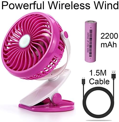 USB Powered Laptop Desk Fan - HY001 (2018 New ) Rechargeable and Portable Silent Powerful Cooling Small Clip Desktop Mini Fans For Home, Room, Bedroom, Kitchen, Garden, Bathroom, Bookshelf, Bedside, Personal Including 1*2200mah Rechargeable Battery, 1*59 inch (1.5M) USB Cable, Stepless Variable Speed, 360° No Dead Angle Rotation, 32dB Super quiet, 2-6 Hours Supper Long Battery Supply, Heavy-Duty ABS Engineering Plastics, 30-Day Money Back Guaranteed (Mini USB Desk Clip Fan, Rose)