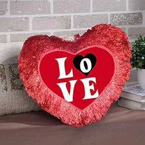 DreamVio Love Heart Shape Valentine's Day Gifts Fur Cushion,Plush Pillow for Gifting on Birthdays,Anniversaries Color - Red (Size- 15x17 inch) Shape 36
