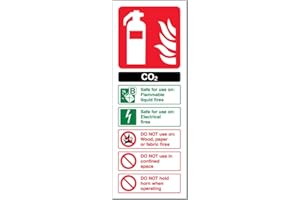 VSAFETY V Safety Co2 Id Fire Extinguisher Sign - Portrait - 100mm x 280mm - 1mm Rigid Plastic, Black/Green/Red