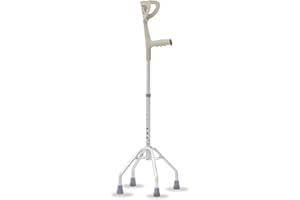 REMEDIA ONE - Bastone per Anziani Quadripode con Manico Chiuso e Impugnatura Anatomica - Bastone Anziani 4 Piedi in Alluminio con Puntali Antiscivolo