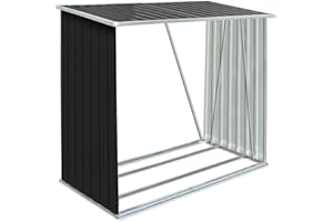 vidaXL Abri de Stockage de Bois Abri de Chauffage de Bois Abri de Jardin Rangement Extérieur Durable Acier Galvanisé 163x83x154 cm Anthracite