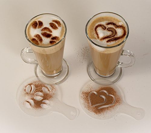 Pot Kettle Black Latte Glasses Set x 2 Cups, 250 Millilitres - Includes Stencil Kit