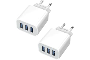 Sundix Ladegerät Mehrfach 15W Stecker 2 Stücke 3-Port 3A Ladeadapter Netzteil für iPhone 14/13/12/11/ X/8 und Weitere USB-Anschluss Geräte