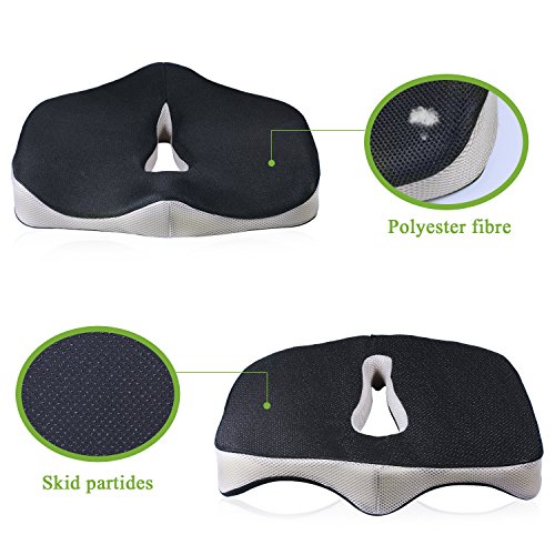 augymer Steißbein Memory Foam Sitzkissen, Komfort Orthopädisches Sitzkissen für Stühle, Autos, Flugzeug, Rollstühle, und Schmerzen im unteren Rücken, Steißbein, Steißbein, Ischias, Beckenbereich, Schmerzen, Prostata - 3