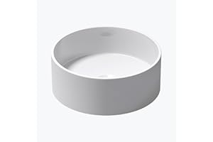 Mai & Mai Lavabo sobre Encimera Lavabo Baño | Redondo | Blanco Brillante | Mármol Fundido | 40x40x15cm | sin Orificio para Grifo sin Rebosadero | Colossum804