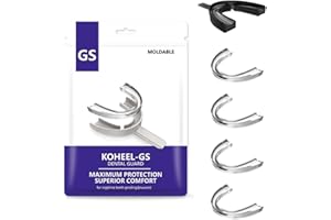 ‎KOHEEL KOHEEL GS Aufbissschienen mit Anpasstablett, formbar und einfach zu bedienen Aufbissschienen für Zähneknirschen, stoppt Bruxismus Aufbissschienen, 5 Stück (Kleine Größen schwarz)