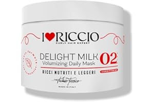 ILOVERICCIO I Love Riccio Delight Milk, Maschera Per Capelli Mossi e Ricci Sottili, Maschera Idratante e Nutriente Per Capelli Ricci Nutriti, Elastici e Leggeri, Protegge da Umidità e Aridità, 250 ml